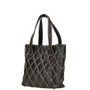 Chanel Mark Leather Wild Bag Coco Stitch Tote Black